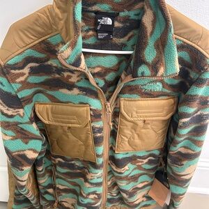 The North Face Green and Brown Camouflage Fleece